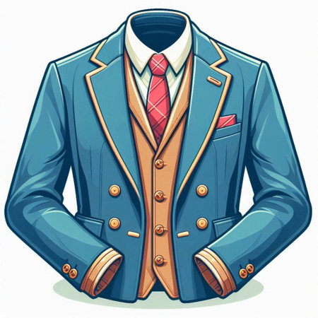 Vector illustration of a blue jacket with a collar on a white backgroundのイラスト素材