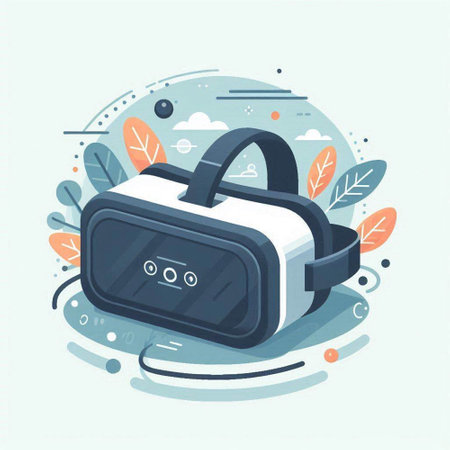 Virtual reality glasses. Vector illustration in flat style. Modern design.のイラスト素材