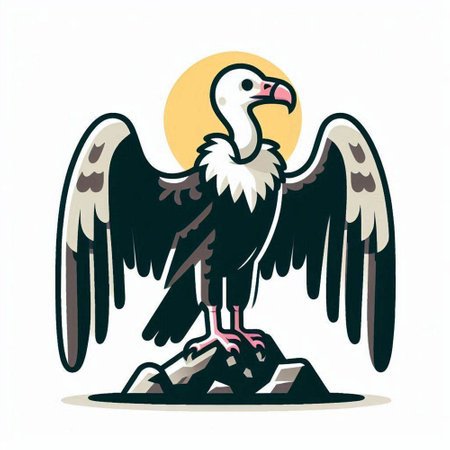 Eagle with a large beak on a rock. Vector illustration.vector, icon, symbol, design, illustration, graphic, set, abstract, line, elementのイラスト素材