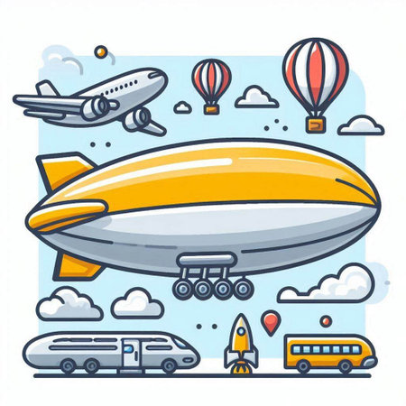 Airplane icon in cartoon style. Air transport symbol. Vector illustration.のイラスト素材