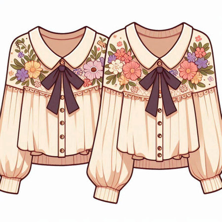Illustration of women's blouse with flowers on a white backgroundのイラスト素材