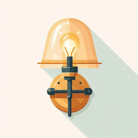 Illustration of a light bulb in a flat design with long shadowのイラスト素材