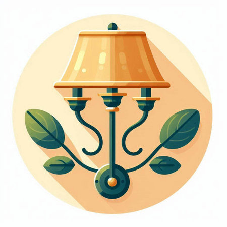 Ceiling lamp flat icon with long shadow. Vector illustration.のイラスト素材