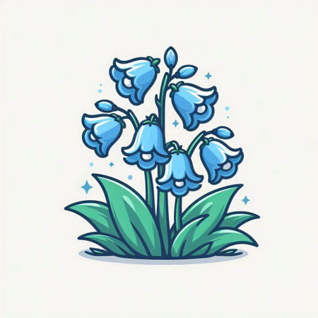 Bluebell flowers vector illustration. Hand drawn bluebell flowers isolated on white background.のイラスト素材