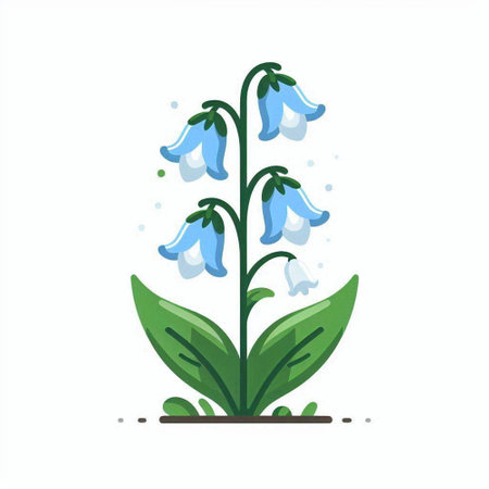 Blue bellflower isolated on white background. Flat style vector illustration.のイラスト素材