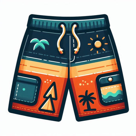 Swimming trunks on a white background. Vector illustration in cartoon style.のイラスト素材