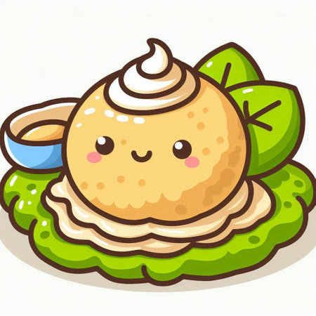 Illustration of a Cute Smiling Mascot Dessertのイラスト素材