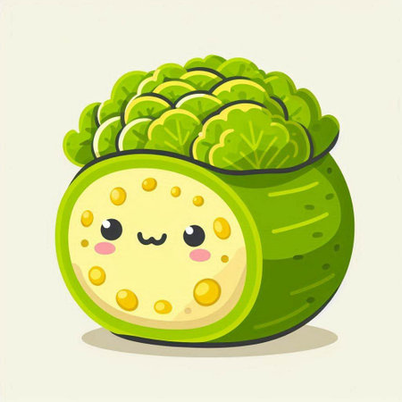Cute kawaii green cabbage. Vector cartoon character illustration.のイラスト素材