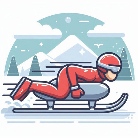 Winter sports - snowboarder riding a snowmobile. Vector illustration.のイラスト素材