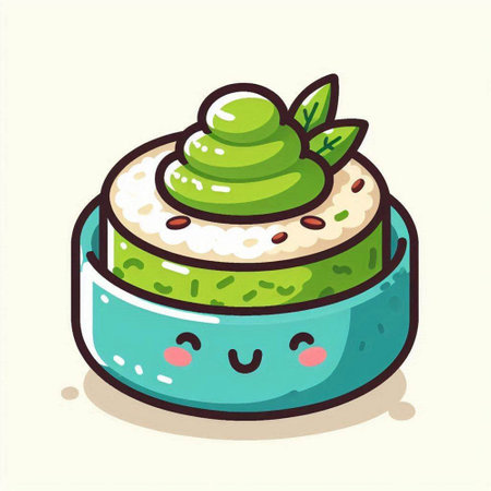 Cute kawaii sushi roll. Vector illustration. Cartoon style.のイラスト素材