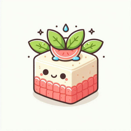 Cute cake with water drops isolated on white background. Vector illustration.のイラスト素材