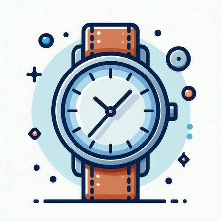 Wristwatch flat line icon. Wristwatch vector illustration.のイラスト素材