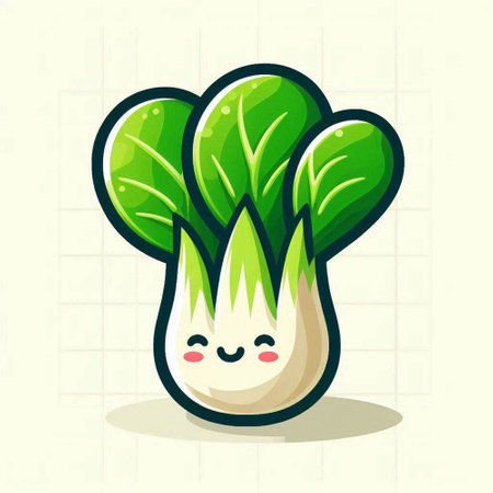bok choy vegetable cartoon character vector illustration. bok choy vegetable mascotのイラスト素材