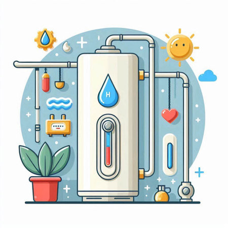 Water boiler. Vector illustration in flat design style on a white background.のイラスト素材
