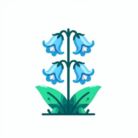 Bluebell flower flat icon. Vector illustration. Isolated on white background.のイラスト素材