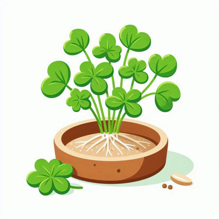 Illustration of green sprouts in a pot on a white backgroundのイラスト素材
