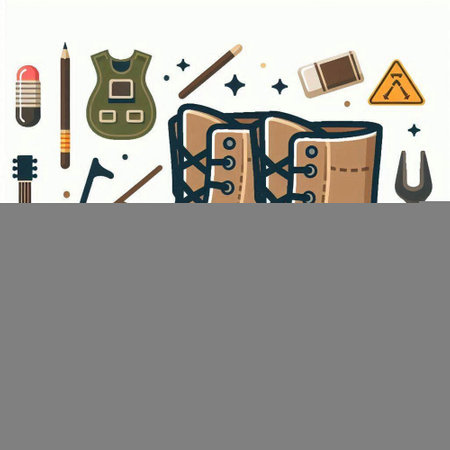 Illustration of a set of hiking equipment and accessories. Vector illustrationのイラスト素材