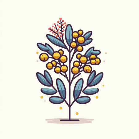 Rowan branch with berries. Vector illustration in doodle style.のイラスト素材
