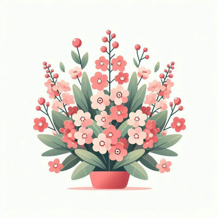 Flower bouquet in vase isolated on white background. Vector illustration.のイラスト素材