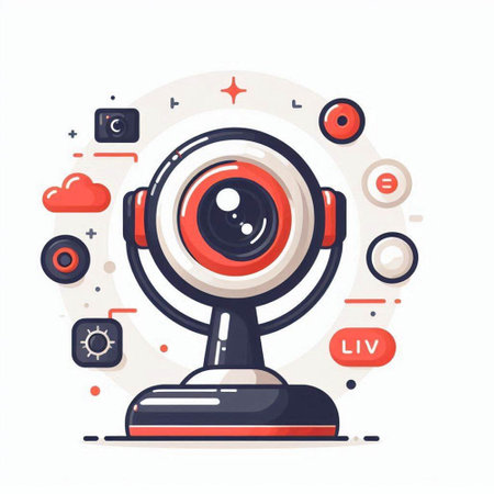 Webcam icon. Vector illustration in flat design style. Webcam icon.のイラスト素材