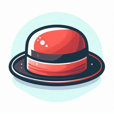 Red hat on a white background. Vector illustration in cartoon style.のイラスト素材