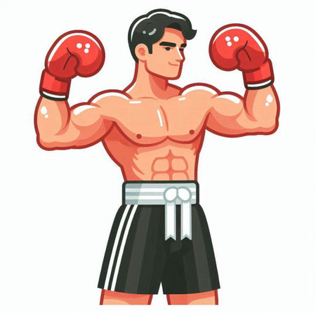 Vector illustration of boxer in boxing gloves. Isolated on white background.のイラスト素材