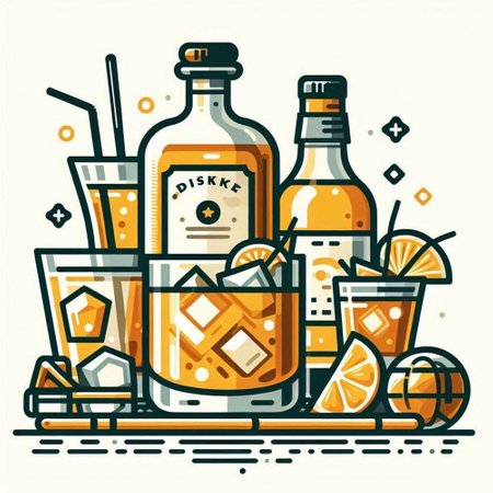 Cocktail drinks set. Vector illustration in line art style.のイラスト素材