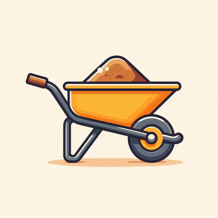 Cartoon wheelbarrow. Vector illustration. Isolated on white background.のイラスト素材