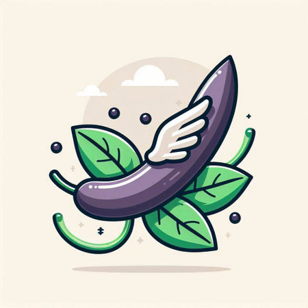 Vegetable eggplant with wings. Vector illustration in cartoon styleのイラスト素材