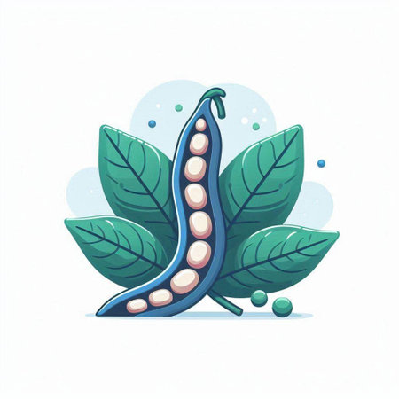 Soybean with green leaves on a white background. Vector illustration.のイラスト素材