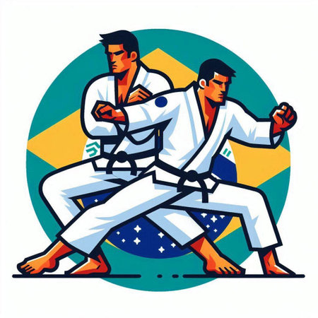 Illustration of an american karate fighter practicing judo set inside circle done in retro style.vector, icon, symbol, design, illustration, graphic, set, abstract, line, elementのイラスト素材