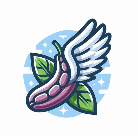 Illustration of an eggplant with wings isolated on a white backgroundのイラスト素材