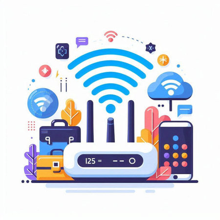 Internet connection concept. Vector illustration in flat design style. Internet technology.のイラスト素材