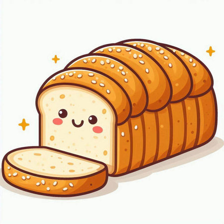 Illustration of a Cute Loaf of Bread with Slices and Sprinklesのイラスト素材