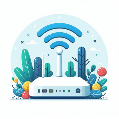 Wireless router. Internet technology concept. Vector illustration in flat styleのイラスト素材