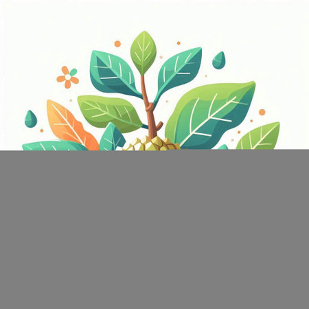 Illustration of a green plant on a white background. Vector illustrationのイラスト素材