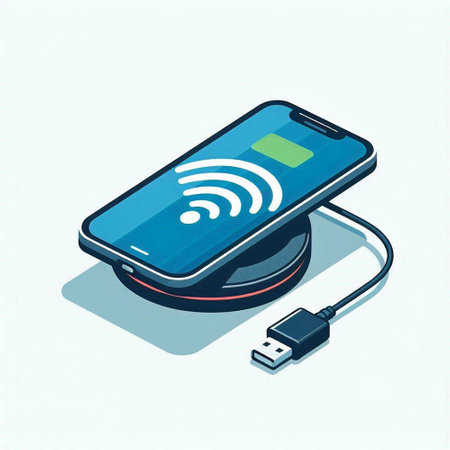 Wireless charger isometric icon. 3d isometric vector illustration.のイラスト素材