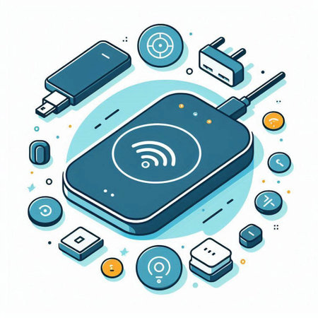 Wireless charger on white background. 3d isometric vector illustration.のイラスト素材