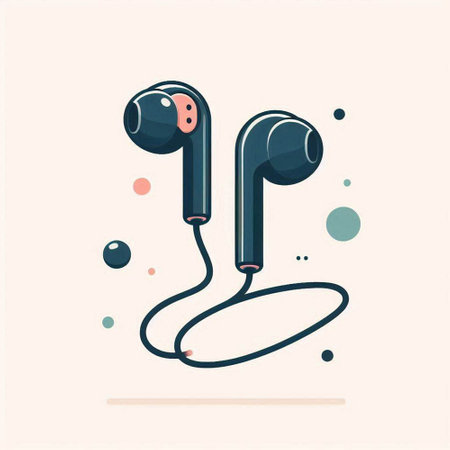 Earphones icon in flat style. Vector illustration. Music concept.のイラスト素材