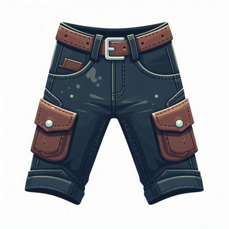 Denim shorts with pockets isolated on white background. Vector illustration.のイラスト素材