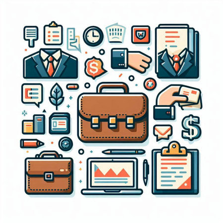 Set of business and finance icons. Vector illustration in thin line styleのイラスト素材