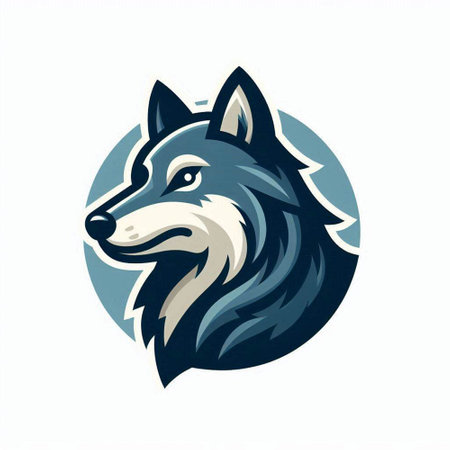 Illustration of a wolf head mascot isolated on a white background.のイラスト素材