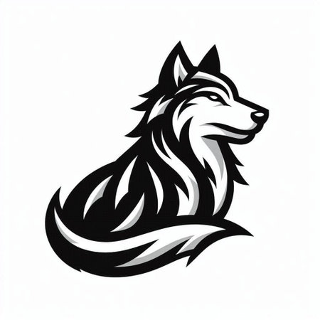 Vector image of a wolf head on a white background. Design element for logo, label, emblem, sign.のイラスト素材