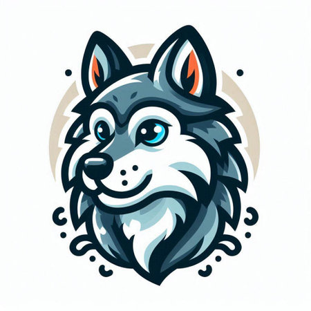 Illustration of a wolf head mascot isolated on a white background.のイラスト素材
