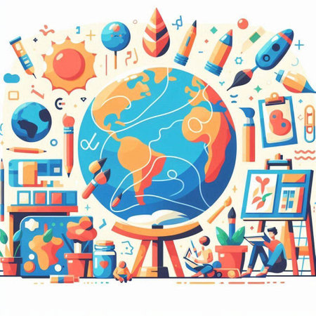 Back to school flat vector illustration. Studying, education and learning conceptのイラスト素材