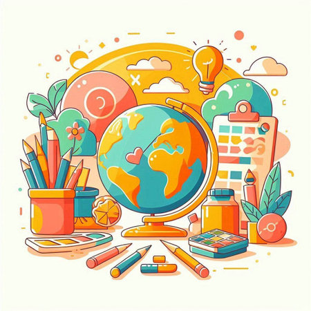 Back to school, education concept. Vector illustration in cartoon style.のイラスト素材