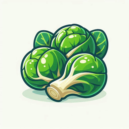 Brussels sprouts isolated on white background. Vector illustration.のイラスト素材