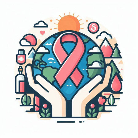World Breast Cancer Day. Vector illustration in thin line style design.のイラスト素材