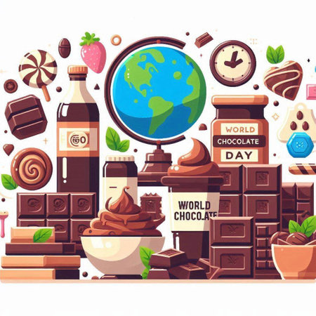 World Chocolate Day. World Chocolate Day. World Chocolate Day. Vector illustrationのイラスト素材