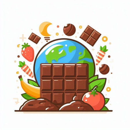 World Chocolate Day. Vector illustration in flat cartoon style isolated on white background.のイラスト素材